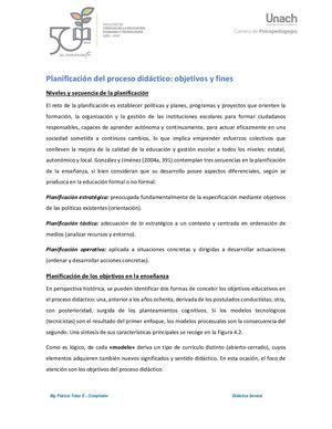5 Planificación Del Proceso Didáctico Objetivos Y Fines
