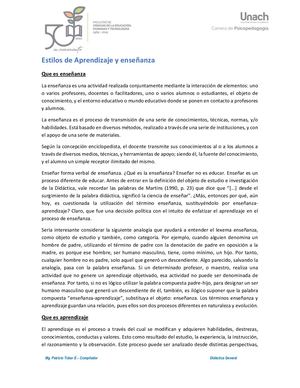 12 Estilos De Enseñanza Y Aprendizaje