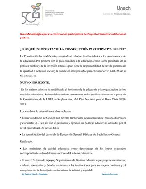 8 Guía Metodológica Para La Construcción Participativa De Proyecto Educativo Institucional Parte 1
