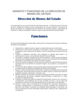Mandato Y Funciones De La Dirección De Bienes Del Estado
