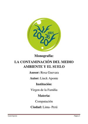 Monografía Liuck Aponte La Contaminación Del Medio Ambiente Y El Suelo