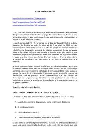La Letra De Cambio Exposicion Comercial 2020