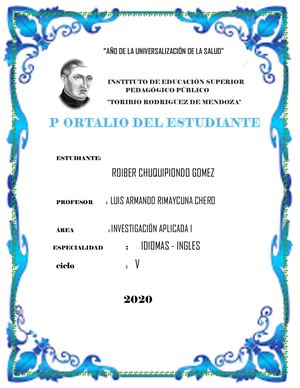 PORTAFOLIO: INVESTIGACIÓN APLICA I By Roiber Chuquipiondo