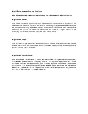 Clasificación De Los Explosivos