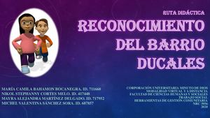 Ruta Didáctica Reconocimiento Del Barrio Ducales