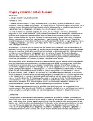 Origen Y Evolución Del Hombre