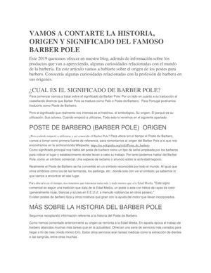 Historia Del Pole De Barberia