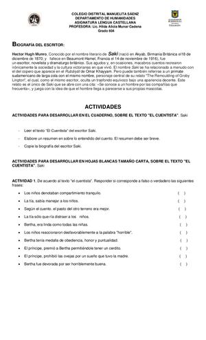 Actividad Sobre El Cuento De Saki