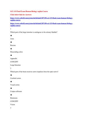 SCI 115 Final Exam Human Biology Sophia Course