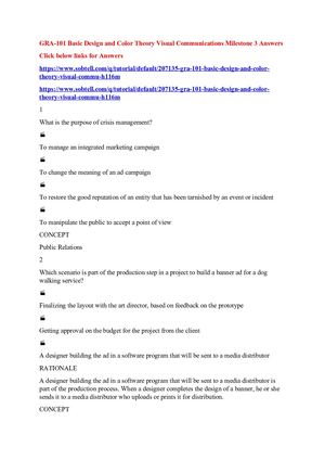 GRA 101 Basic Design And Color Theory Visual Communications Milestone 3