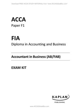 F1 Kaplan 2018 Exam Kit By Www ACCAGlobal Box Com