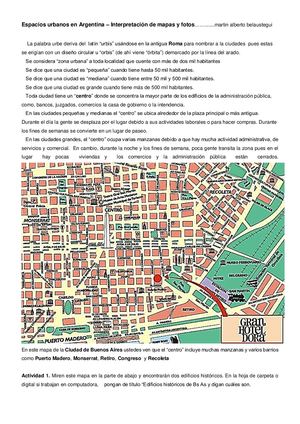 Espacios urbanos en Argentina con actividades