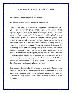 LA HISTORIA DE UN JUGADOR DE VIDEO JUEGOS  DANIEL MONTERO 5° A