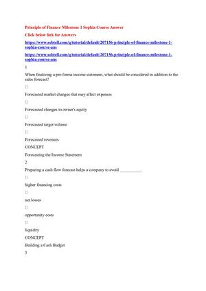 Principle Of Finance Milestone 1 Sophia Course Answer