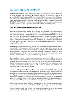 El Desarrollo Humano