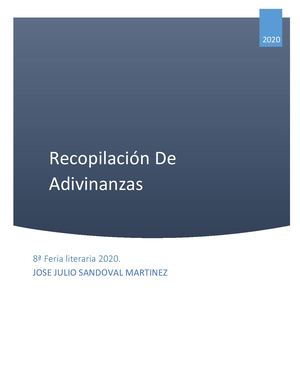 Recopilación De Adivinanzas. Jose Julio Sandoval, 9°B