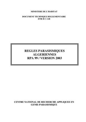 Rpa99 Version 2003