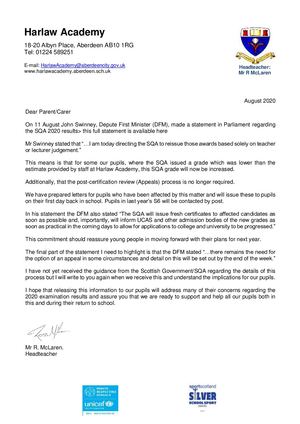 Headteacher Sqa Update August 13