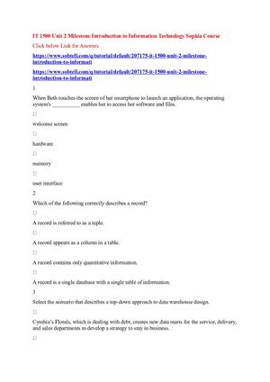 IT 1500 Unit 2 Milestone Introduction To Information Technology Sophia Course