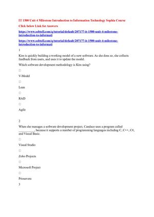 IT 1500 Unit 4 Milestone Introduction To Information Technology Sophia Course