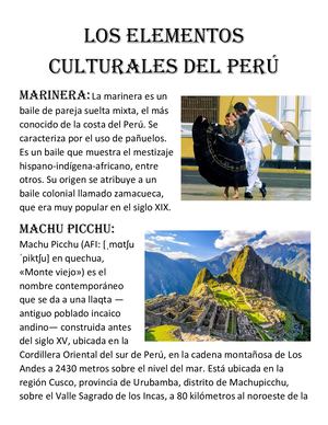Los Elementos Culturales Del Perú