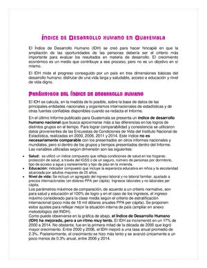 ÍNdice De Desarrollo Humano En Guatemala