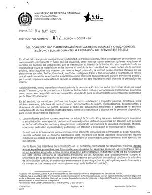 Instructivo No 012 Dipon Del 040520 Uso De Redes Sociales Y Celular