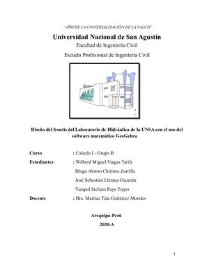 Tif Diseno Del Frontis Del Laboratorio De Hidraulica De La Unsa Con El Uso Del Software Matematico Geo Gebra