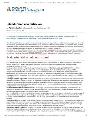 Introducción A La Nutrición Trastornos Nutricionales Manual Msd Versión Para Público General