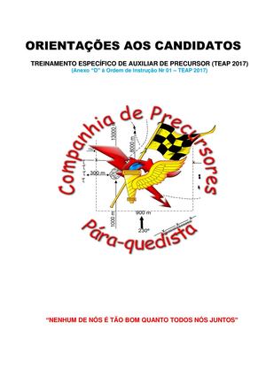 Orientação aos Candidatos ao Treinamento Específico de Auxiliar de Precursor (TEAP 2017)