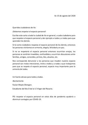 Carta Espacio Personal