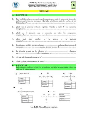 EXAMEN DE QUÍMICA ORGÁNICA III