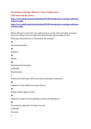Introduction To Sociology Milestone 4 Answer Sophia Course