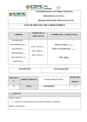Informe De Colisiones elásticas e inelasticas