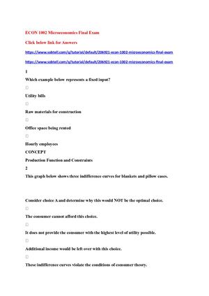 ECON 1002 Microeconomics Final Exam