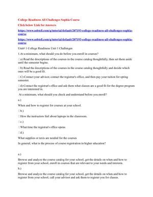 College Readiness All Challenges Sophia Course