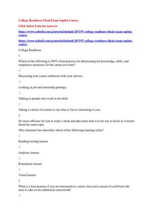 College Readiness Final Exam Sophia Course