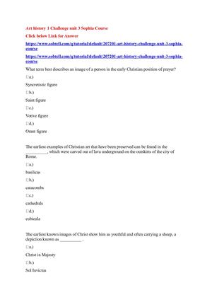 Art History 1 Challenge Unit 3 Sophia Course