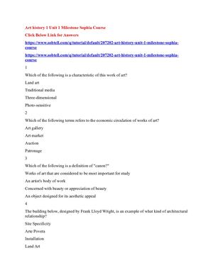 Art History 1 Unit 1 Milestone Sophia Course