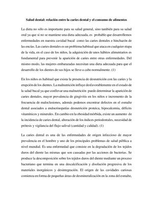 Salud Dental- Relación entre la caries dental y el consumo de alimentos