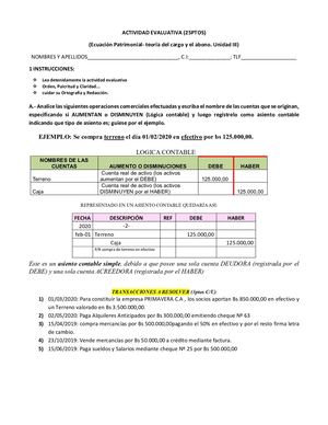 Examen Escrito- Ecuacion Patrimonial Teoria Cargo Y Abono - Unidad III