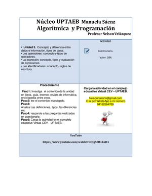 UNIDAD 3.  DATOS E INFORMACIÓN