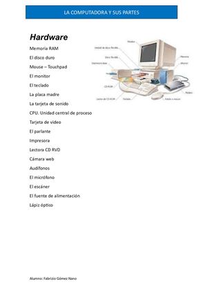 La Computadora Y Sus Partes