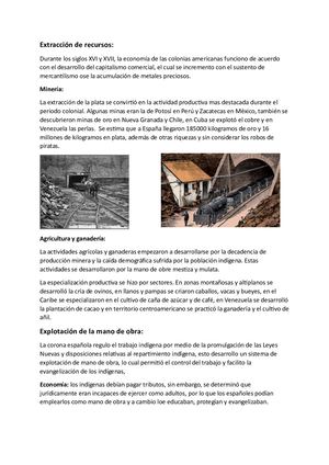 Extracción de recursos, esclavitud y explotación de mano de obra en América