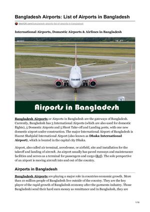 Bangladesh Airports List Of Airports In Bangladesh