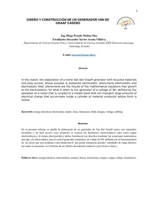Diseño Y Construcción De Un Generador Van Der Graff Paper Xavier Acosta