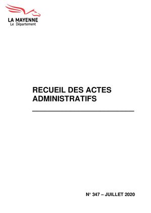 Recueil des actes administratifs n°347 de juillet 2020