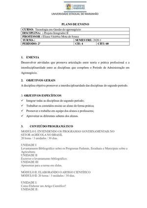 Projeto Integrador Ii Ementa Adaptada