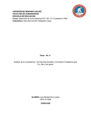 Analisis de La Competencia 1 de Ciencias Sociales .