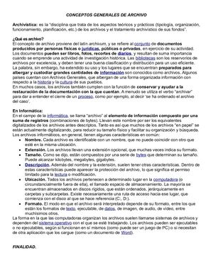 Conceptos generales del archivo